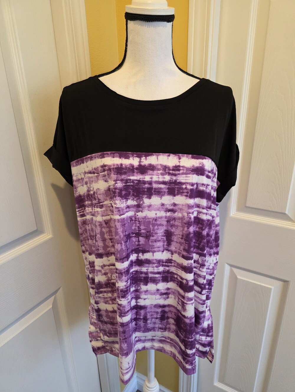 LULAROE PURPLE BLACK BLOUSE, SIZE S, NEW